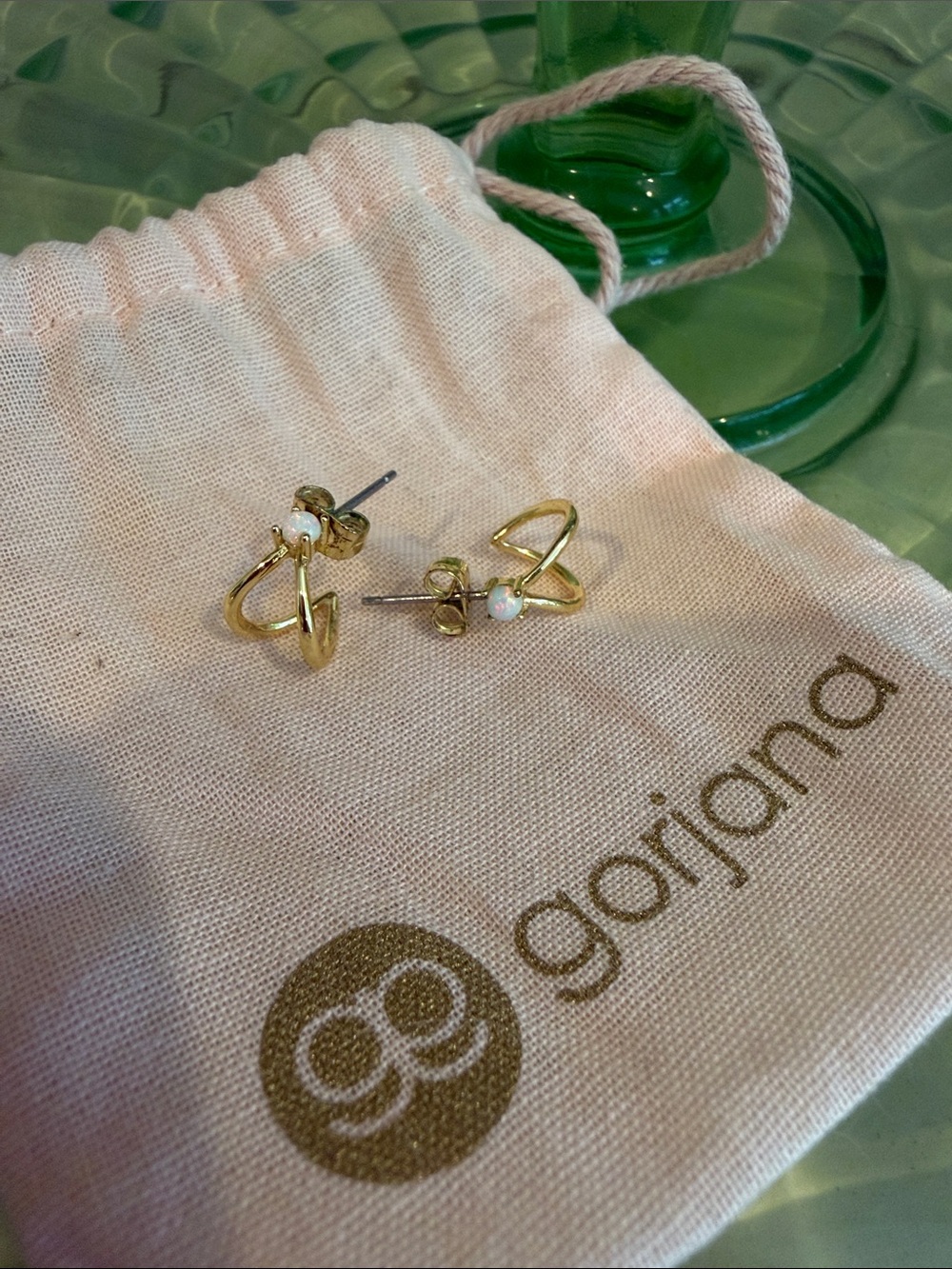Gorjana Gold and Opalite Huggies